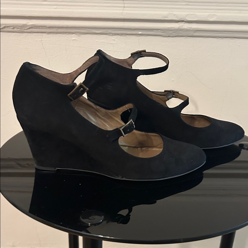 Chic Black Wedge Mary Jane Shoes